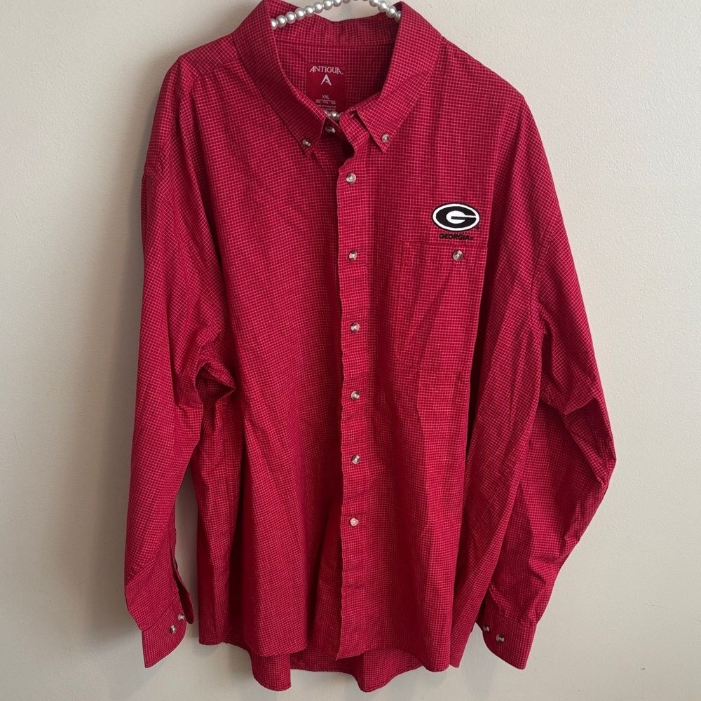 Antigua Red Button-Down Shirt Georgia bulldogs xxl